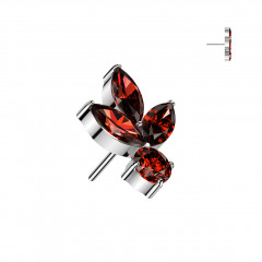 Ozdobná časť k PUSH IN piercingu TITAN, červené zirkóny