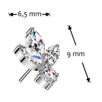 Ozdobná časť k PUSH IN piercingu TITAN, číre zirkóny