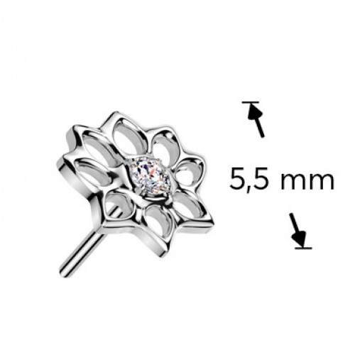 Ozdobná časť k PUSH IN piercingu TITAN, lotosový kvet