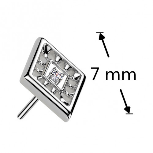 Ozdobná časť k PUSH IN piercingu TITAN, kosoštvorec