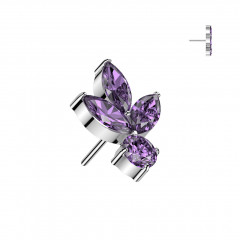 Ozdobná časť k PUSH IN piercingu TITAN, fialové zirkóny