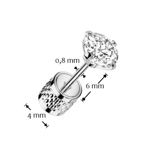Oceľové náušnice - číre zirkóny 3 mm