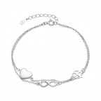 Dvojitý strieborný náramok so srdiečkom