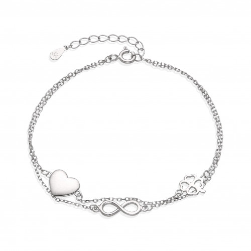 Dvojitý strieborný náramok so srdiečkom