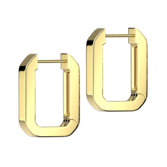 Pozlátené oceľové náušnice kruhy hranaté