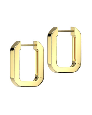 Pozlátené oceľové náušnice kruhy hranaté