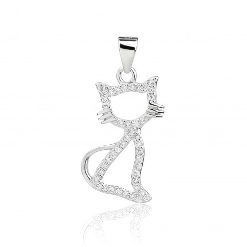 Strieborný prívesok mačička