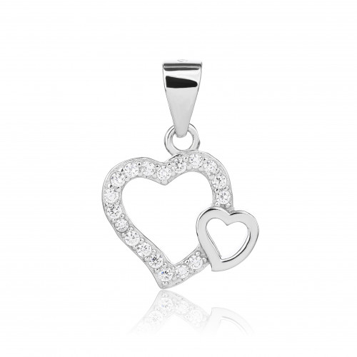 Strieborný prívesok dvojsrdca