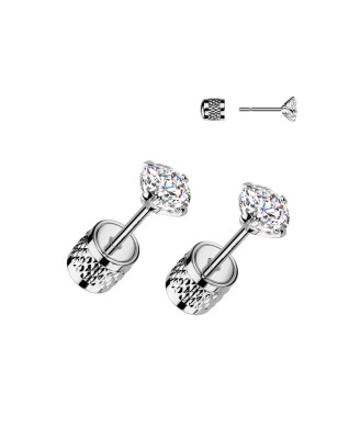 Oceľové náušnice - číre zirkóny 4 mm