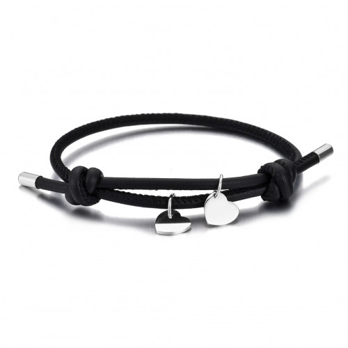 Čierny náramok so srdiečkami