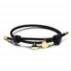 Čierny náramok so pozlátenými srdiečkami