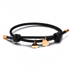 Čierny náramok so pozlátenými srdiečkami