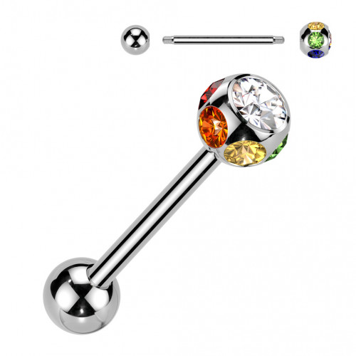 Piercing do jazyka - gulička zdobená kamienkami