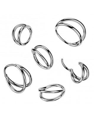 Dvojitý segment kruh - helix / cartilage / tragus piercing TITAN
