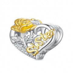 Strieborný prívesok korálik na náramok Sister