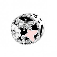 Visiaci strieborný prívesok korálik s vážkou