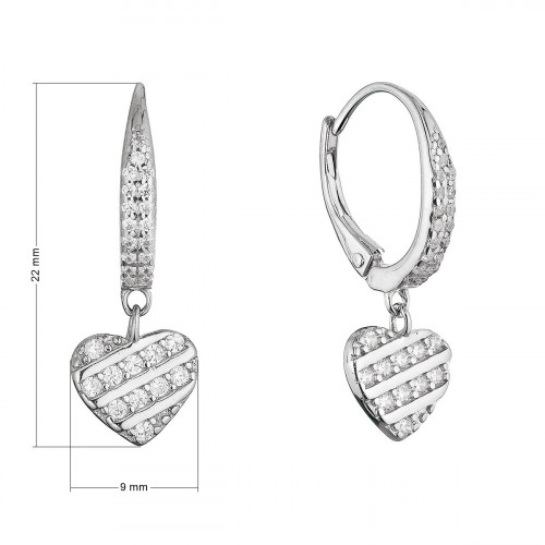 Strieborné náušnice so zaveseným srdiečkom