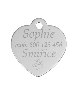 Hliníková psia známka srdca