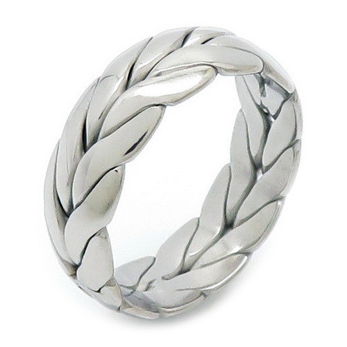 Pánsky oceľový prsteň prepletaný