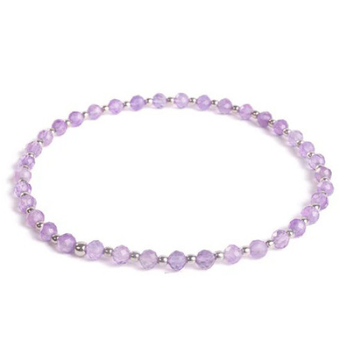 Minerálny náramok prírodný Ametyst a striebro AG925