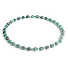 Minerálny náramok prírodný Malachit a striebro AG925