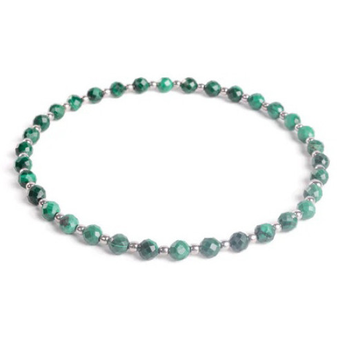 Minerálny náramok prírodný Malachit a striebro AG925