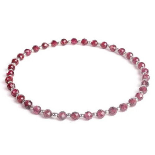 Minerálny náramok prírodný Granát a striebro AG925