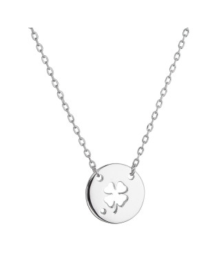 Strieborný náhrdelník lesklý so štvorlístkom