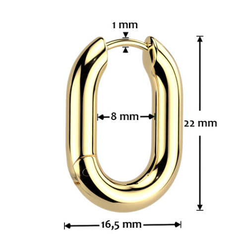 Pozlátené oceľové náušnice oválky