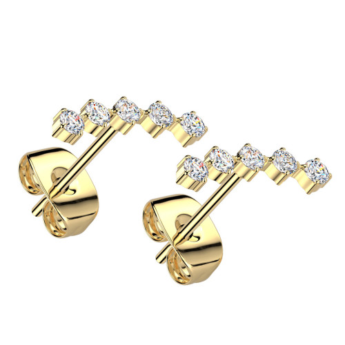 Pozlátené oceľové náušnice so zirkónmi