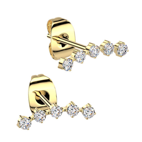 Pozlátené oceľové náušnice so zirkónmi