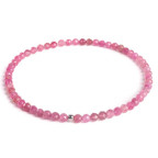 Minerálny náramok prírodný Rubelit a striebro AG925