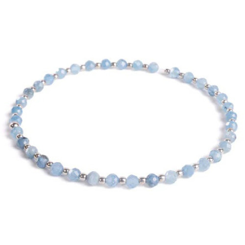 Minerálny náramok prírodný Avamarín a striebro AG925