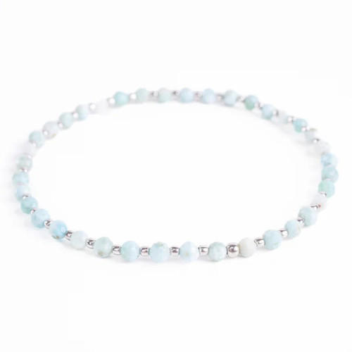 Minerálny náramok prírodný Larimar a striebro AG925