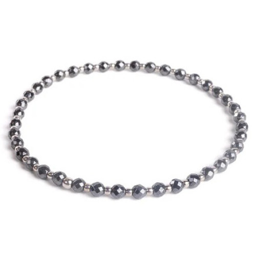 Minerálny náramok prírodný Hematit a striebro AG925