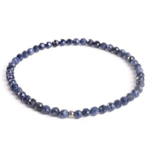 Minerálny náramok prírodný Zafír a striebro AG925