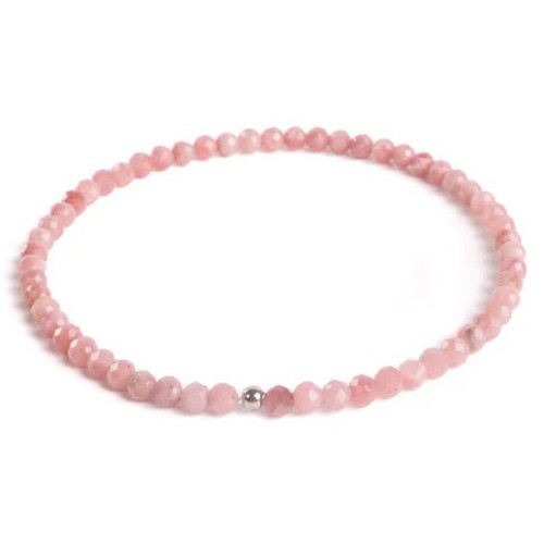 Minerálny náramok prírodný Rodonit a striebro AG925