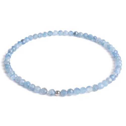 Minerálny náramok prírodný Avamarín a striebro AG925