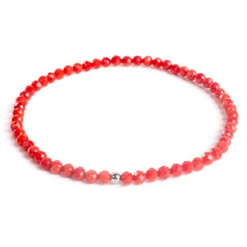 Náramok prírodný Koral a striebro AG925