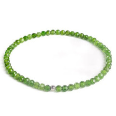 Minerálny náramok prírodný Diopsid a striebro AG925