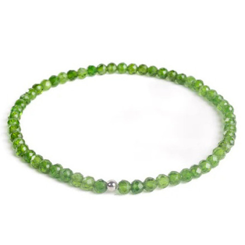 Minerálny náramok prírodný Diopsid a striebro AG925