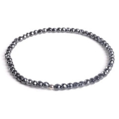 Minerálny náramok prírodný Hematit a striebro AG925