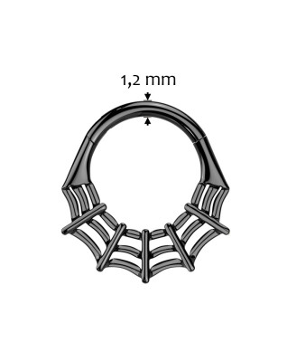 Čierny segment kruh pavučina - helix / cartilage / tragus piercing TITAN