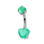 Piercing do pupku srdiečko - TITAN, Zelený Onyx