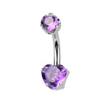 Piercing do pupku srdiečko - TITAN, Amethyst