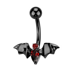 Čierny piercing do pupku netopier - TITAN