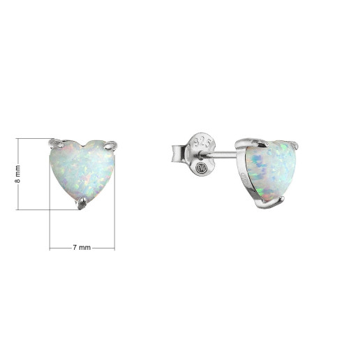 Strieborné náušnice opálové srdiečka
