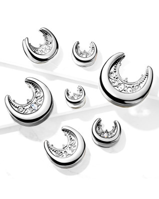 Oceľový tunel do ucha s ornamentmi