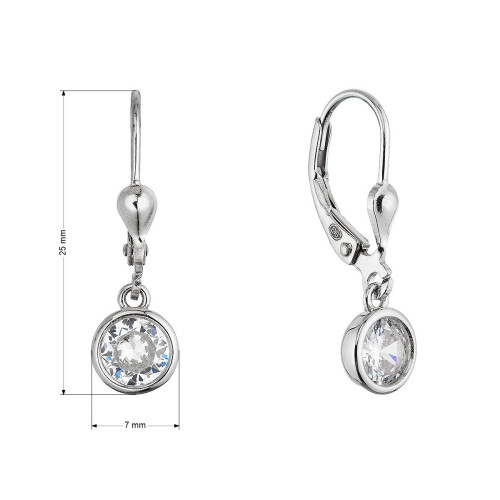 Strieborné náušnice so zaveseným zirkónom