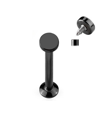 Čierny piercing do brady - labreta 1,2 x 6 mm, koliesko 3 mm